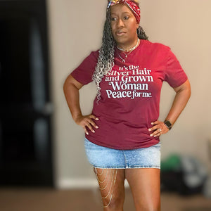 Silver Hair Grown Woman Peace Tee