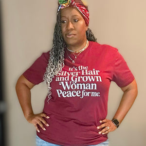 Silver Hair Grown Woman Peace Tee